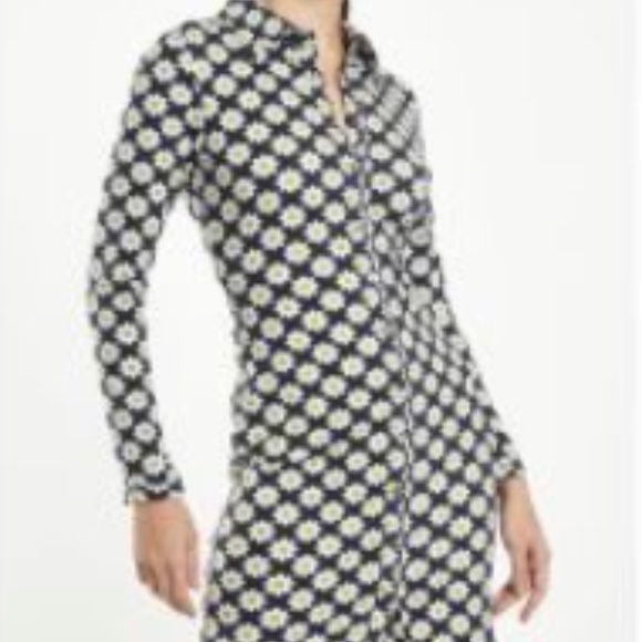 GLAMOROUS SIXTIES FLOWER JERSEY LONG SLEEVE BODYCON DRESS WITH COLLAR NWT 6 - Picture 2 of 14